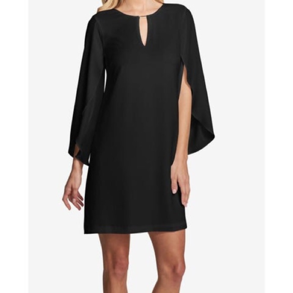 Kensie Dark Navy Blue Dress with Cape Sleeves